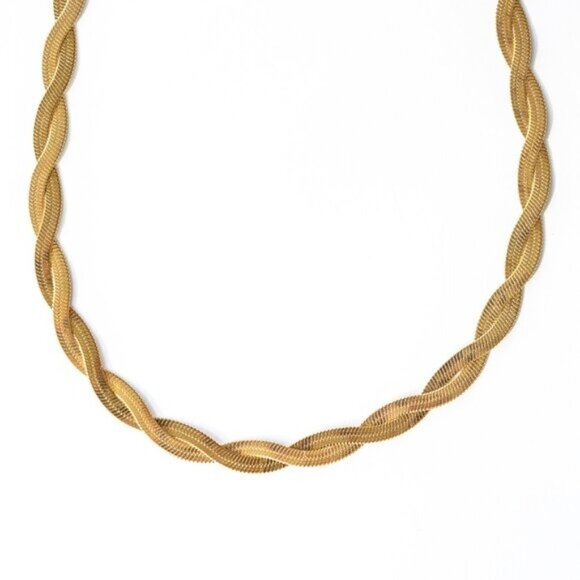 Gold Herringbone Twist Necklace Waterproof Necklace Gorgeous Layering Necklace - Picture 15 of 16